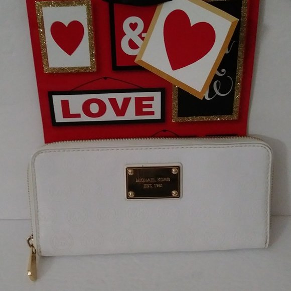 Michael Kors Women's Embossed Monogram White Wallet - Picture 5 of 14